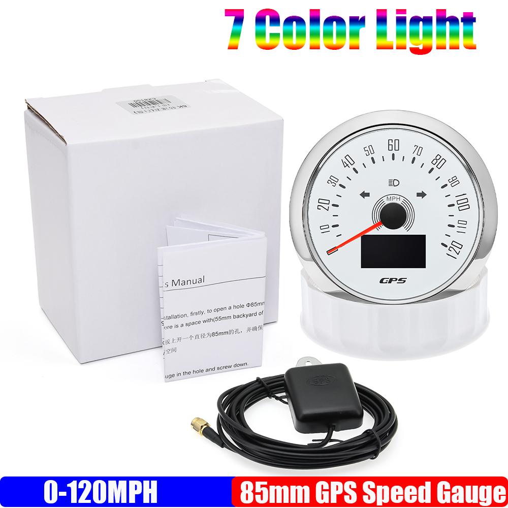 

ZMFJH Автомобільний Човен 7-колірна Підсвітка 85 мм GPS Спідометр з Антеною 80 миль/год, 120 миль/год Швидкість Одометр Подорож COG Пробіг 120MPH WS