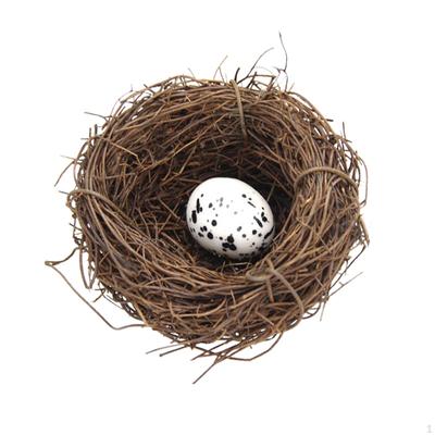 Rattan Bird Nest Decorative Crafts Handmade with Egg for Garden Decor Props