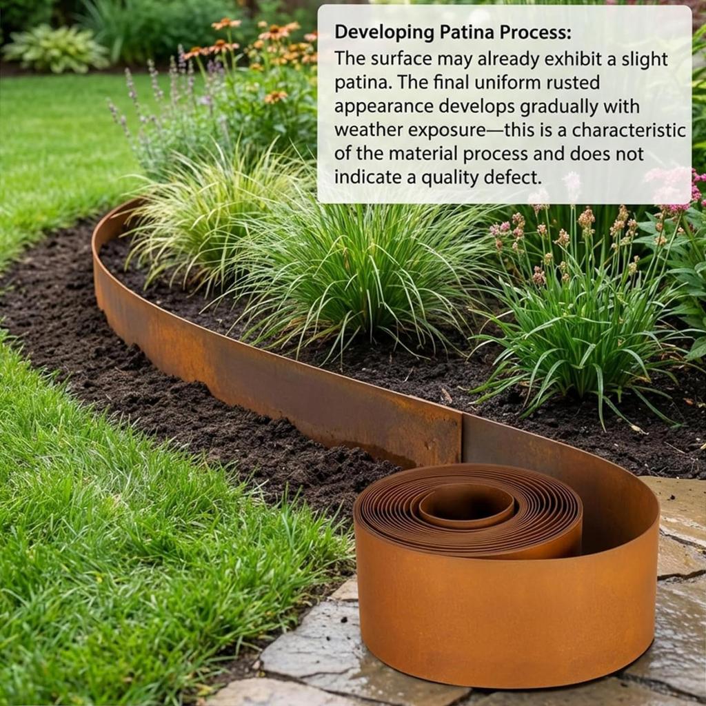Landscape Edging Weatherproof Protective Cuttable Steel Lawn Edging and Landscape Border for Indoor Greenhouse Yard Patio Lawn