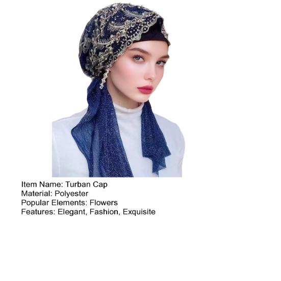 Krajkový strečový turban pro ženy, předvázaný šátek na hlavu