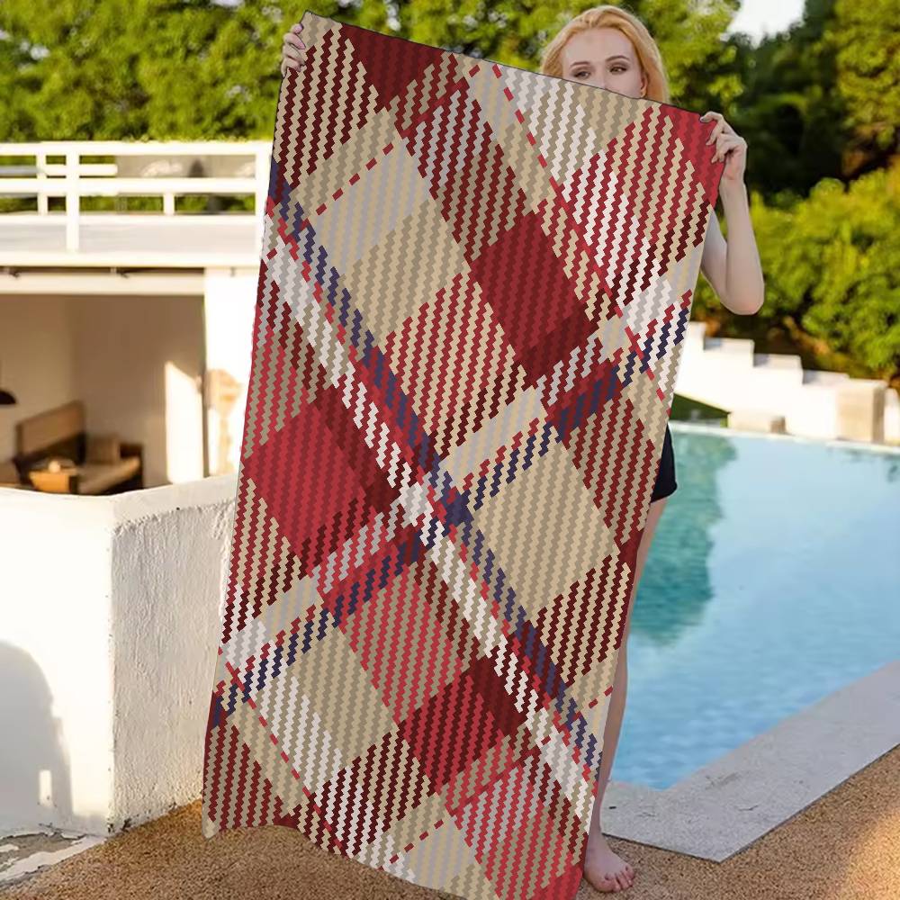 Textilien Girls Scottish Tartan Print Beach Towel Colorful Bath Towels For Microfiber Quick Dry Custom Sand Free Beach Yoga Spa Gym Pool