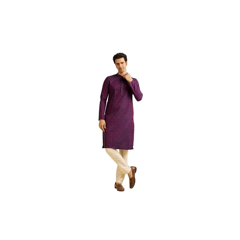 Manyavar Men' Viscose Blend Jacquard Embroidered Kurta Pyjama Set ( , )