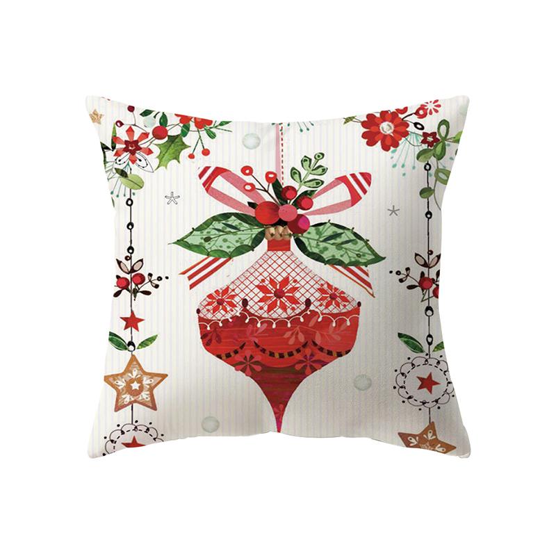 Merry Christmas Cute Santa Claus Print Pattern Cushion Cover Home Living Room Sofa Decoration Polyester Pillow Pillow Cover