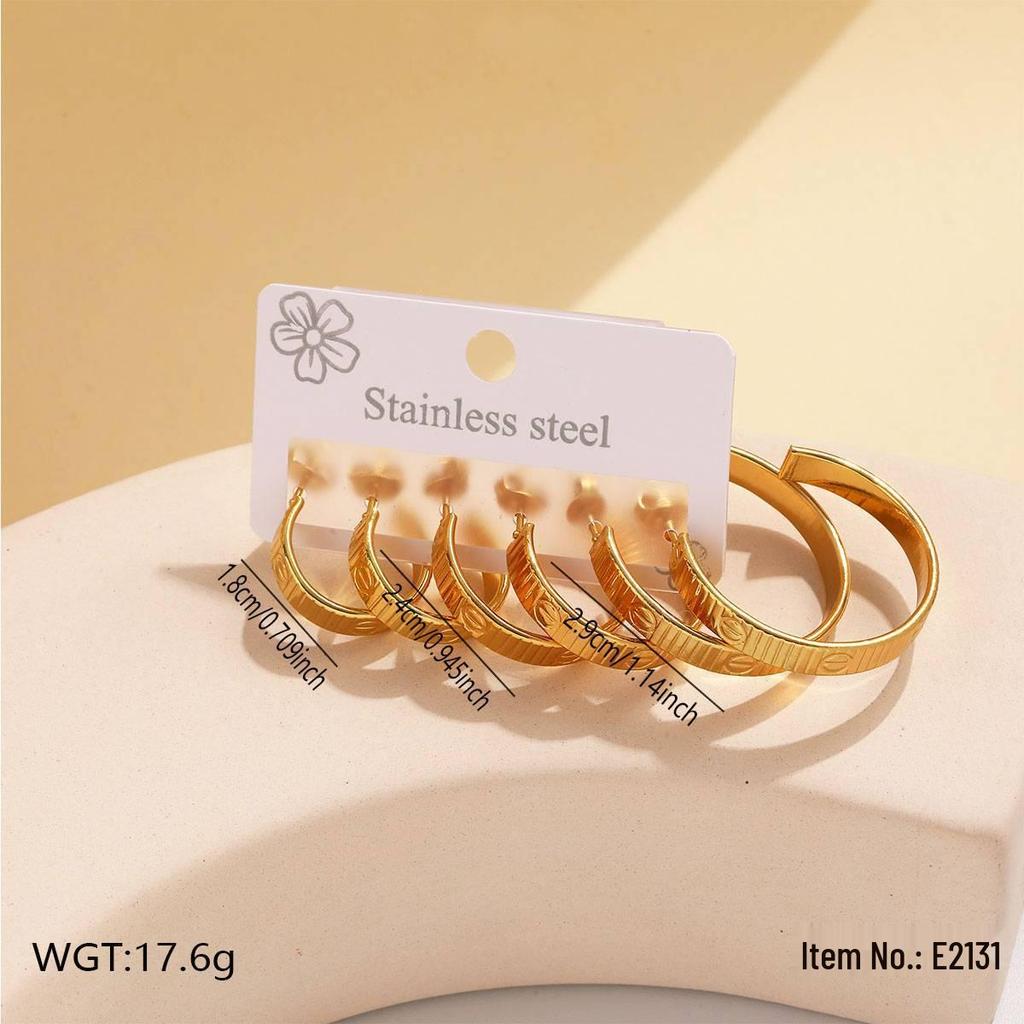 Geometric Stainless Steel Round Hoop Earrings - Classic, Luxurious, Non-Fading for Women