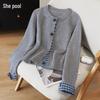 Women's Plaid Patchwork Round Neck Loose Knit Sweater