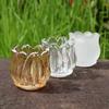 2PCS Elegant Vintage Tulip Shaped Candle Holder Mini Clear Glass Candle Holder Romantic Ornament Candlestick Holder Home Party