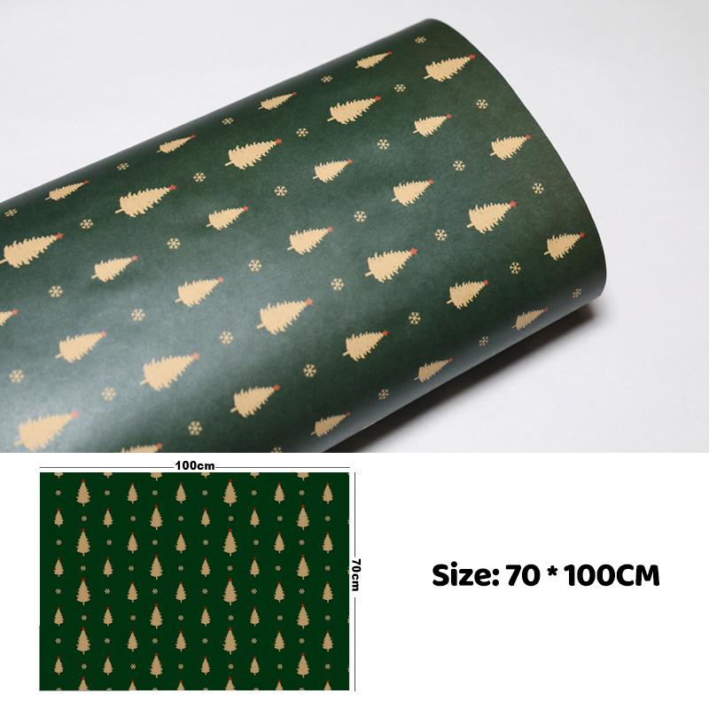 100Cm×70Cm Christmas Wrapping Paper Christmas Eve Gift Box Decoration Paper Children'S Christmas Vintage Kraft Paper