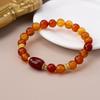 Geometric Red Agate Gold-Plated Chalcedony Bracelet Women Men Minimalist Modern Chinese Style Jewelry