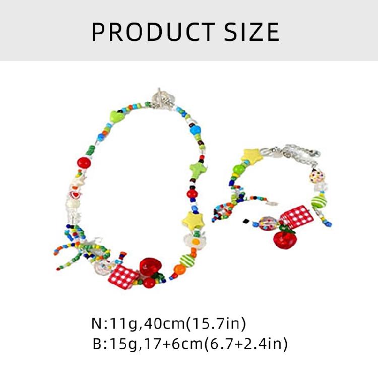 Handmade Colorful Necklace/Bracelet Fashionable Choker with Dainty Bowknot and Star Pendant Rainbow Beaded Jewelry