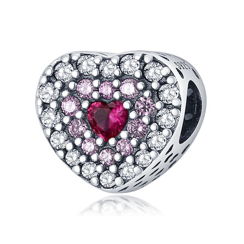 Copper Romantic Classical Flower Heart Rose Charm Beads For 3Mm Bracelet Diy Fine Jewelry Gift Making