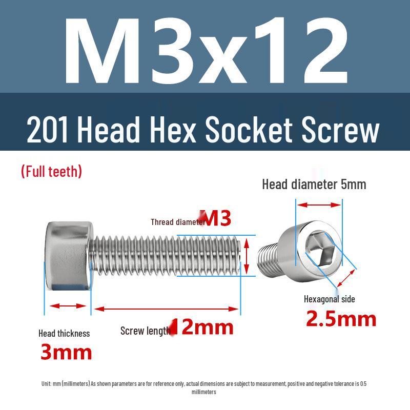 Yigu 201 Stainless Steel Cup Head Hexagon Screws and Bolts - M3, M4, M5, M6