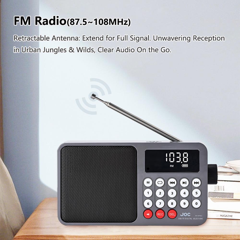 Solar Portable FM Radio Rechargeable Bluetooth Speaker USB TF Card MP3 Music Player with Recording LED Light Radio FM Receiver