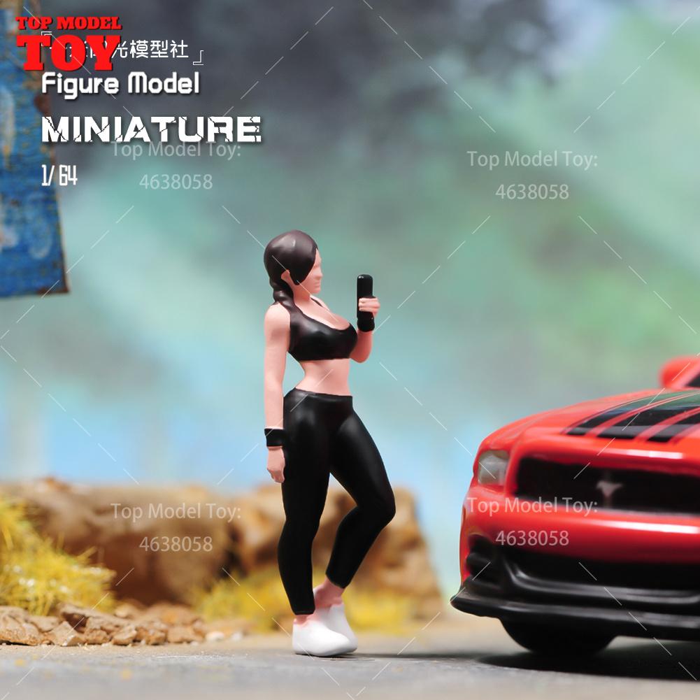 Painted Miniatures 1/64 Scale Beauty Handsome Boy Policeman Girls Male Female Scene Figure Model For Car Vehicles Decorate