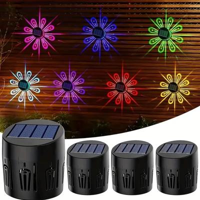 4pcs 8~12 Hours Working Time Solar LED Light Outdoor ABS Low Wattage RGB Garden Lighting Fence with Shadow for Holiday Decorations