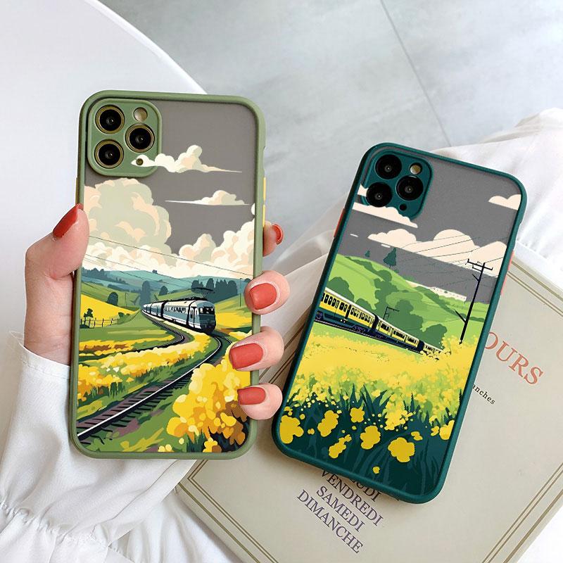 Field Flower Scenery Phone Case For iphone 7 8 Plus SE2 16 15 11 12 13 Pro Max 12 13 Mini 14 Plus X XR XS Shockproof Cover Funda