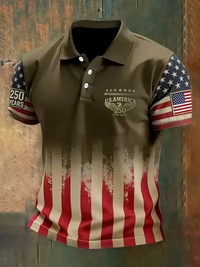 2026 Independent Station Summer Men's Casual Lapel POLO Shirt 3D Digital Printing Men's Outdoor POLO Shirt