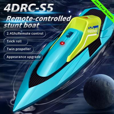 2024 New S5 2.4G RC Boat Waterproof Dual Motor High Speed Racing Speedboat Model Electric Radio Control Outdoor Boat Summer Water Pool Toy Kids Gift