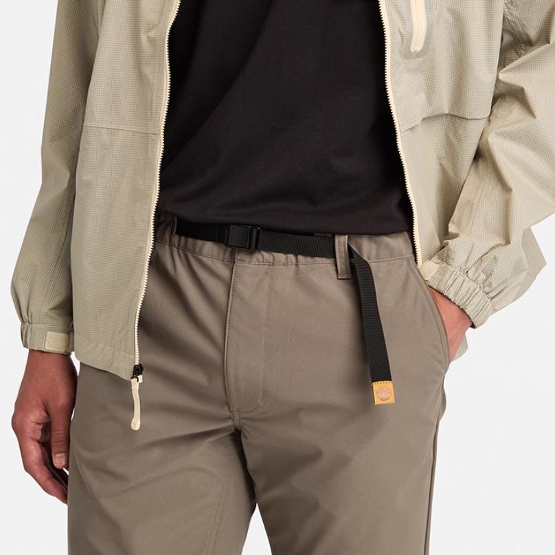 Timberland Outdoor Lightweight Versatile Waterproof Windproof Solid Color Elastic Waist Mid-Rise Cuffed Casual Pants Men pants Chocolate A6Y7P-BK0