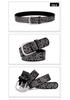 Women's Fashionable Rhinestone Black Leather Belt for Jeans and Formal Wear - Korean Style Trendy