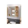 Armoire de toilette - Décor chene et vert sauge - Porte- Miroir - Etageres - L69,9 x P23,2 x H68,8 cm