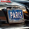 Paris Metal License Plate - Vintage French Cityscape Design, Blue Background - Heavy-Duty Aluminum Wall Decor