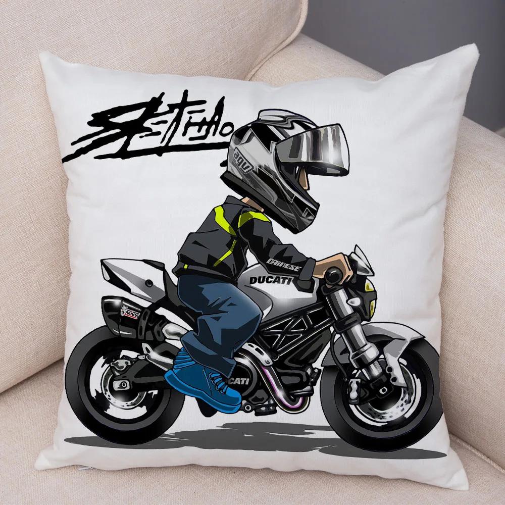 Extreme Sports Motorcycle Pattern Cushion Cartoon Mobile Bicycle Pillow Head Cover Decoration Living Room Sofa Car Home