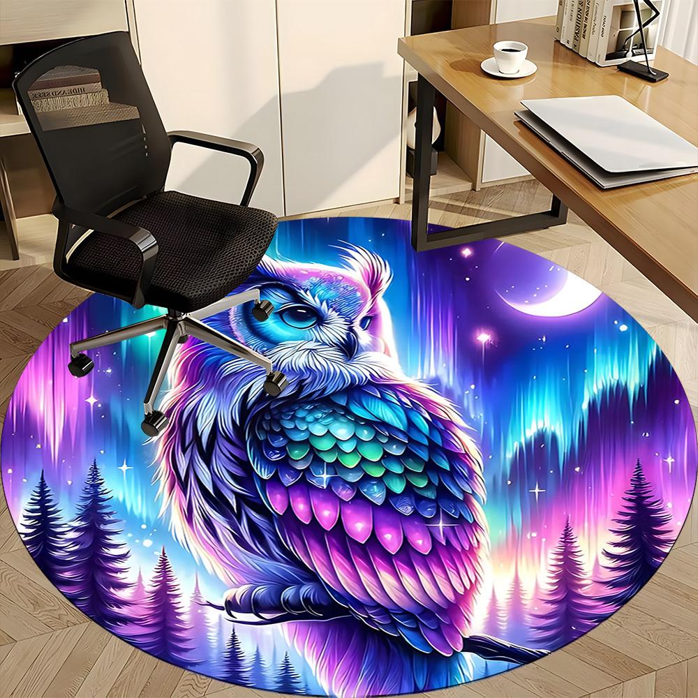 1pc Owl Fantasy Night Chair Carpet for Office, Soft, Non-Slip Polyester Mat, Office, Living Room, Bedroom, Durable Polyester Yy251207112