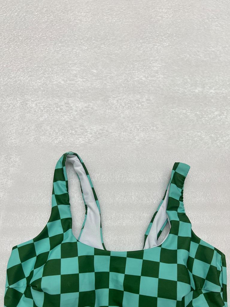 2026 Plaid Print High Waist Tummy Control Plus Size Bikini Swimsuit for Women
