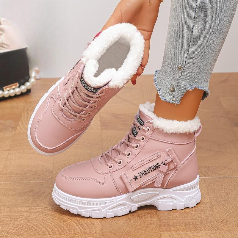 Winter Fleece‑Lined Thickened Snow Boots, Anti‑Slip Waterproof Warm Cotton Martin Boots