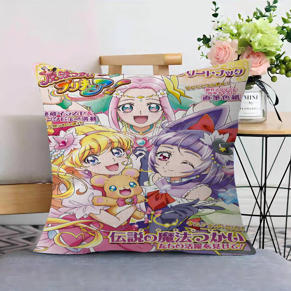 Precure Anime Pillow Covers Cartoon Sofa Decorative Home Double-sided Printing Short Plush Cute Cushion Cover