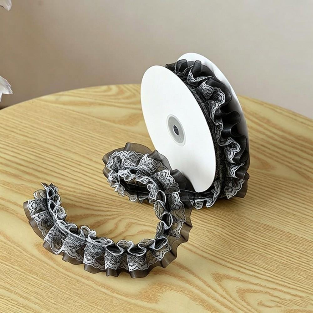 2M Length Ruffled Lace Ribbon 4cm Width Ballet Lace Ribbon Elegant Frilly Lace Trim Sewing Craft