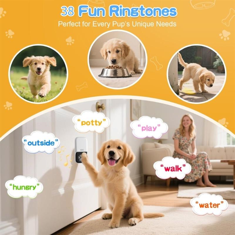 Smarted Pet Wireless Doorbell Plugs Loud Sound Strong Signal Penetration Potty Training Dog Doorbell For Home Office