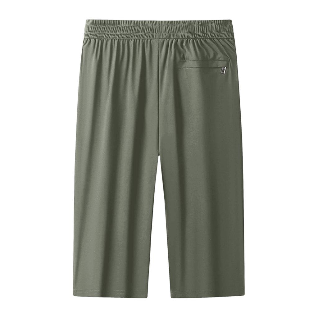 Men Loose Fit Lightweight Breathable Quick Dry Sports Capri Shorts with Elastic Waistband and Zipper Pockets for Outdoor Activities