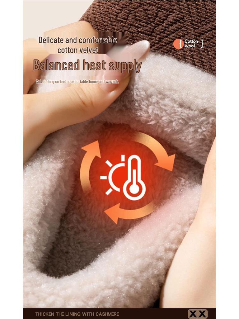 2025 Plus Size Non-slip Plush Wool Slippers for Elderly: Cozy Cotton Indoor Footwear for Autumn and Winter