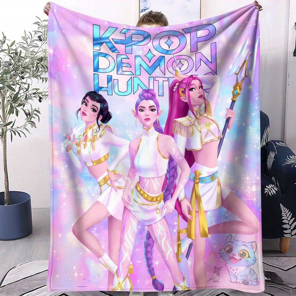 K Pop Demon Hunters Ριχτάρι Ζεστό Anime Φανελένιο Κουβέρτα Δώρο για Φανς για Σπίτι Ταξίδι Κάμπινγκ Γραφείο Κλινοσκεπάσματα Διακόσμηση Σαλονιού