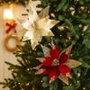 29cm Artificial Christmas Flower Flocking Simulation Christmas Poinsettia Handmade Velvet Christmas Tree Wreath Home Decoration