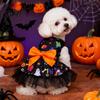 Puppy Dress Halloween Dog Tulle with Bow, Skull Print Pet Outfit, Girl Party Costume for Small Dogs Cats Comfortable Clothing