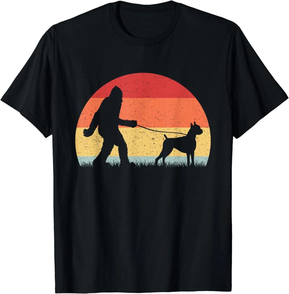 Vintage Bigfoot Walking Boxer Dog Sasquatch Funny Gifts Unisex T-Shirt