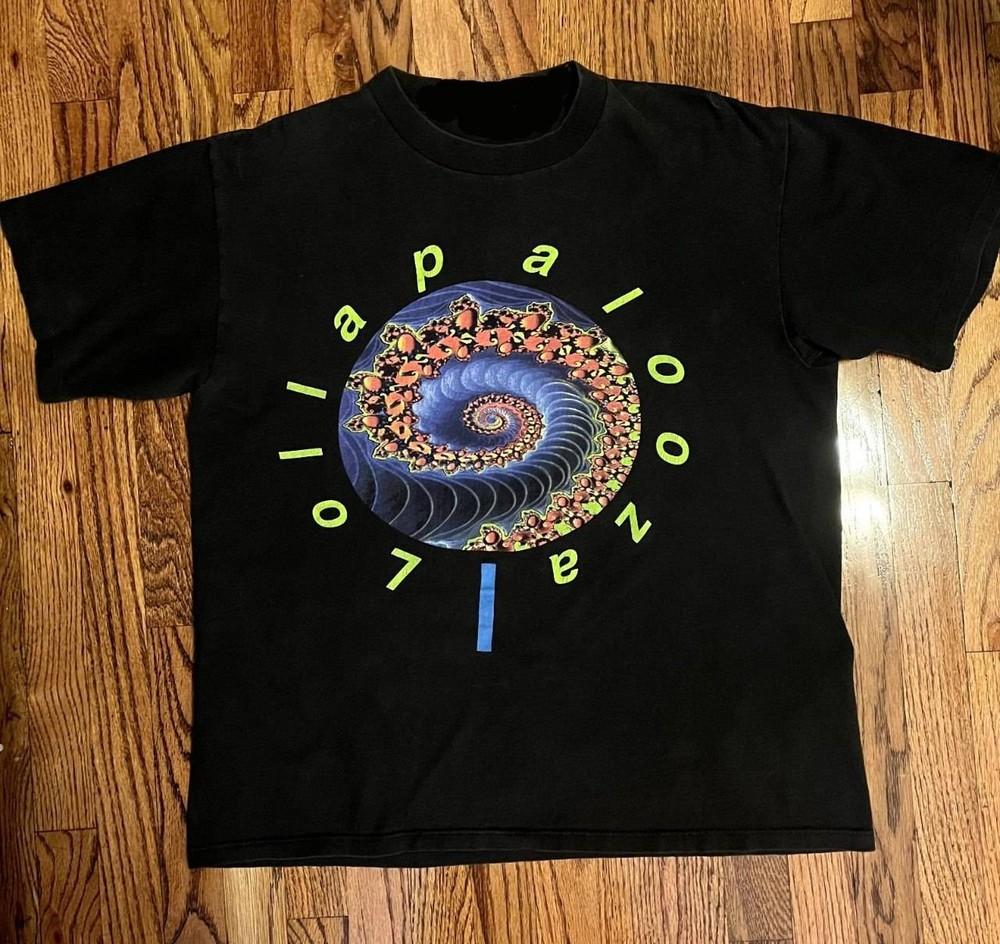 Lollapalooza Repint Festival Винтажная Психоделическая Графическая Футболка Черная Унисекс L