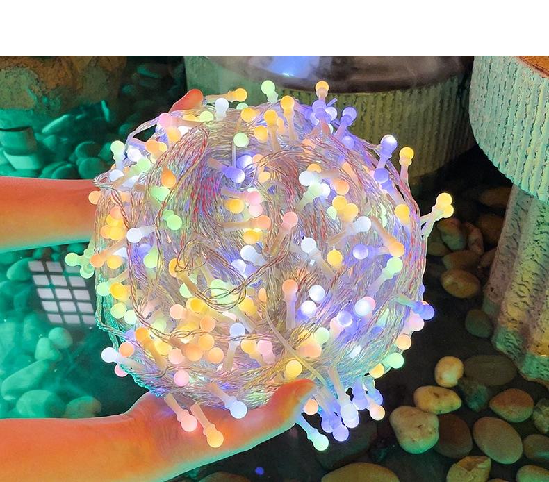 

Macaron Solar Cherry Globe Lights USB Rechargeable 11 Modes Stepless Dimming Fairy Light for Balcony Patio Bedroom Wedding Decor 12m 100leds