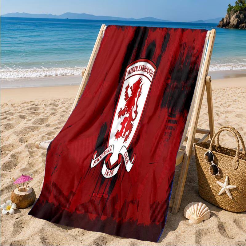 Asciugamano da Spiaggia con Stemma del Middlesbrough Football Club, Asciugamano da Spiaggia in Microfibra, Leggero e Asciugatura Rapida, per Viaggi Estivi, Piscina, Regalo di Compleanno per Fan