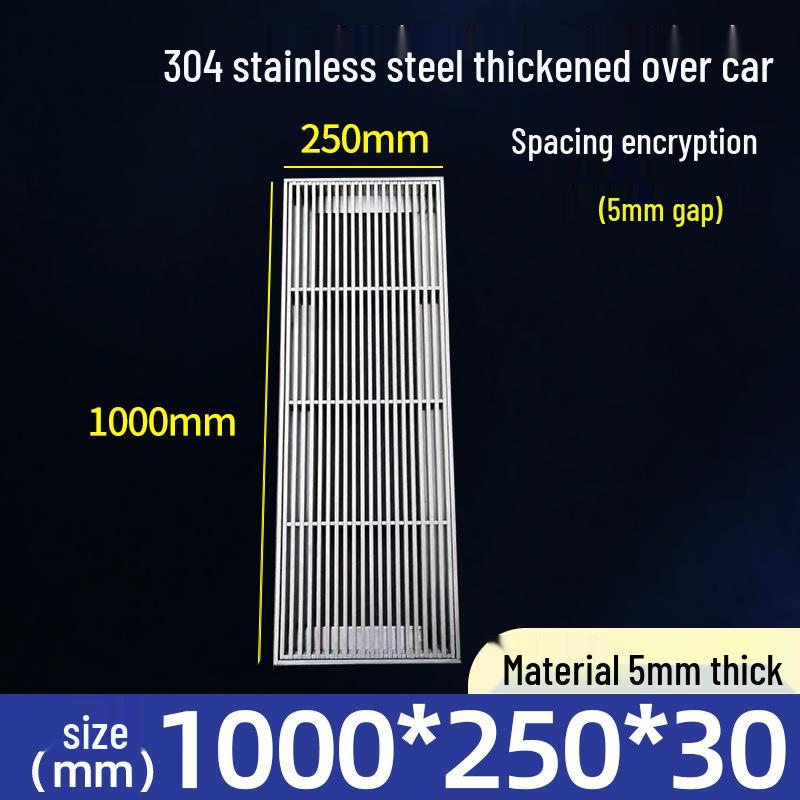 Gitterrostabdeckung aus Edelstahl 304 für Entwässerungsrinnen und Schächte.