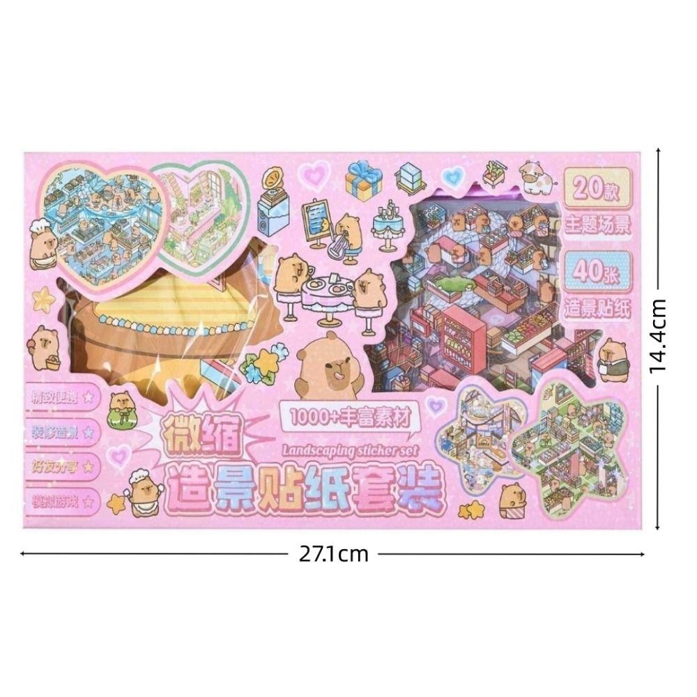 New PET 3D Scene Stickers Creative 60-Sheet Cute Stickers Books Fantasy Park Theme Cartoon Style Scrapbook Sticker DIY Crafts