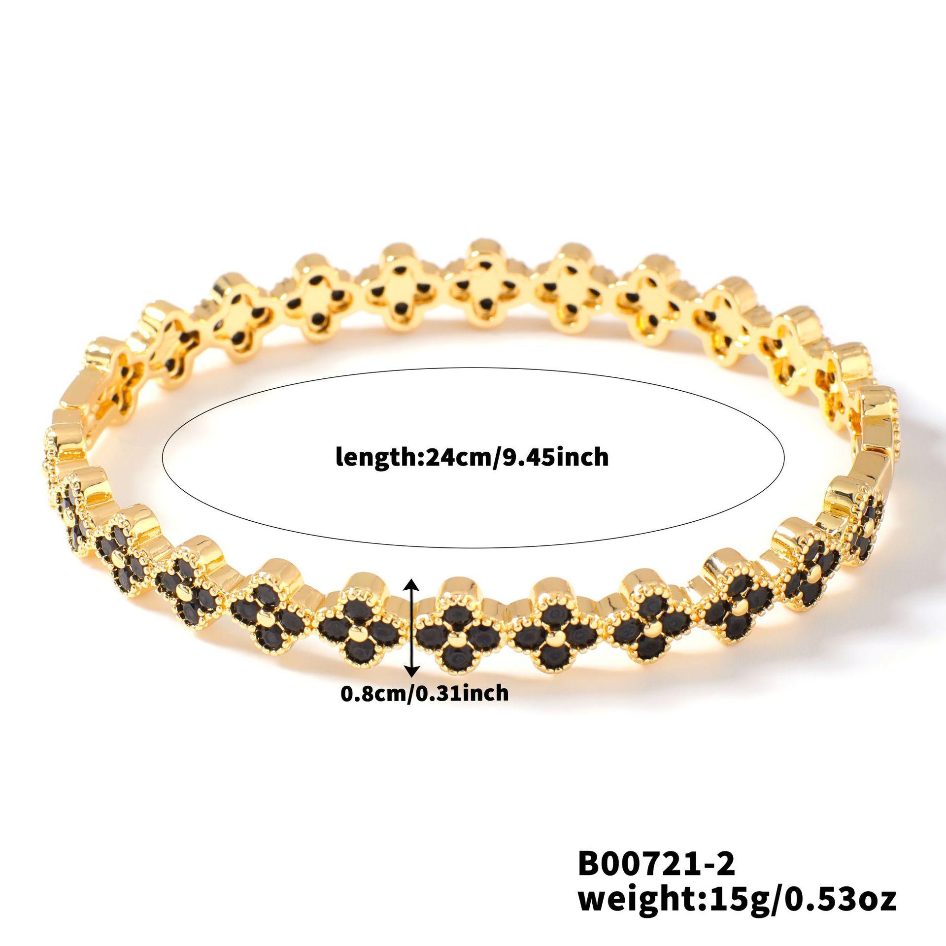 

ZAKOL Lucky Four-leaf Flower Colorful Zircon Bangle for Women Shiny Luxury Aesthetic Wedding Party Zircon