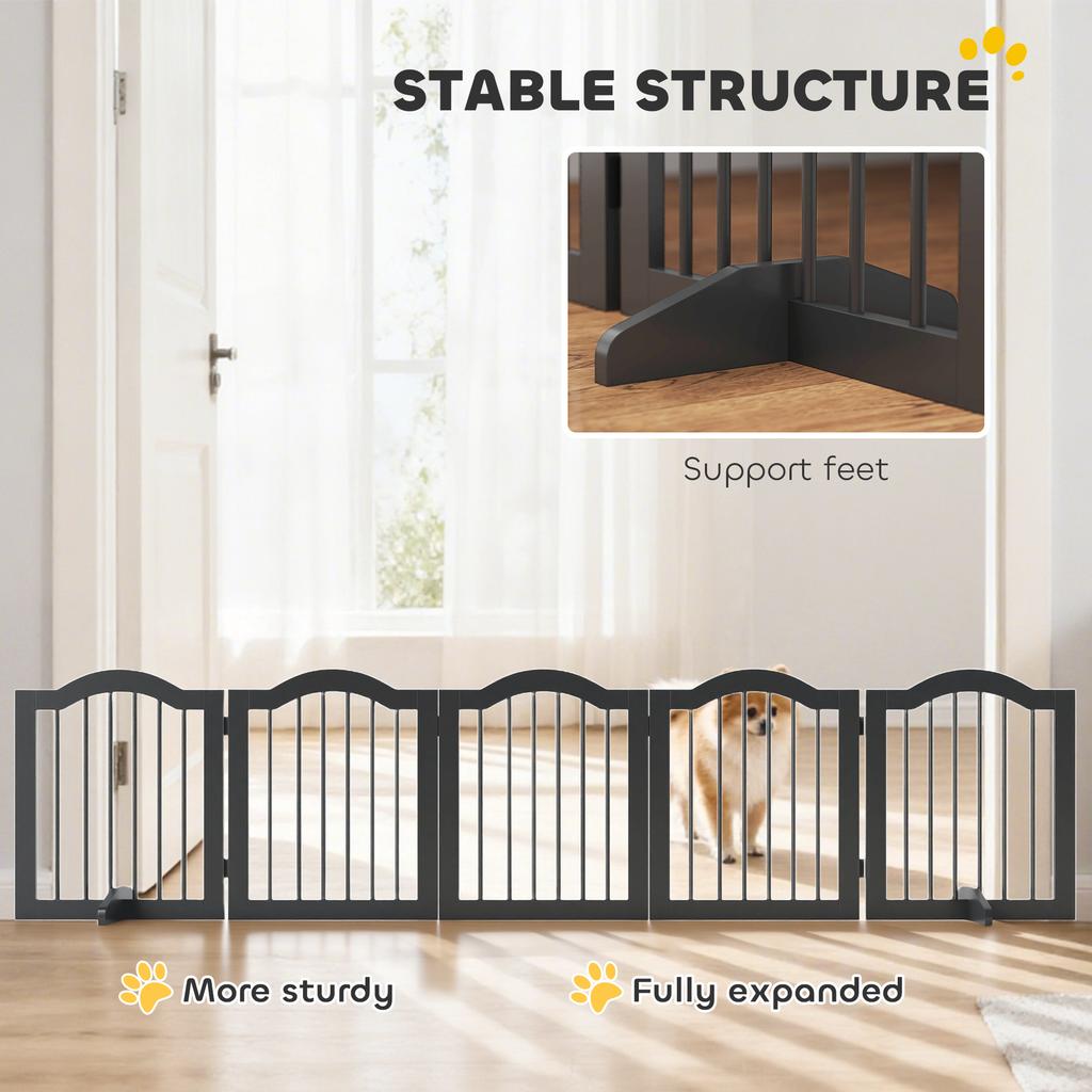 Freestanding Dog Gate with Support Feet for Doorway Black