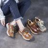 Mesh Splicing Genuine Leather Breathable Women's Shoes Thick Sole Mixed Colors Casual Sports Shoes