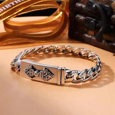 New Retro Steel and Pestle Cuban Bracelets for Men, Old Thai Fashion Bracelets, Trend Accessories