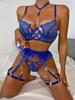 "2023 European & American Lace Belt Chain Sheer Sexy Women's Suit"