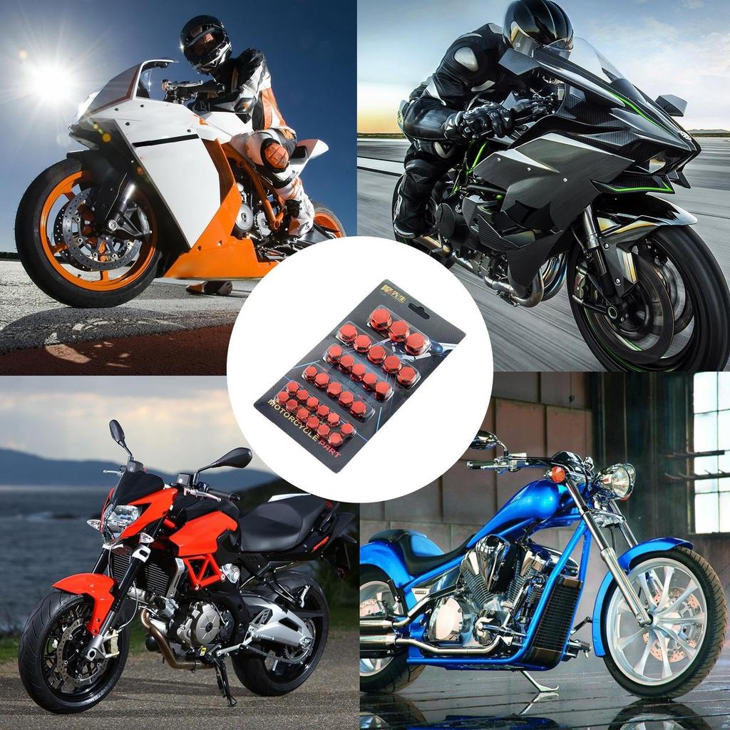 Motorcycle Engine Head Cover Bolt Caps | Set of 30 Decorative Bolts Heads |