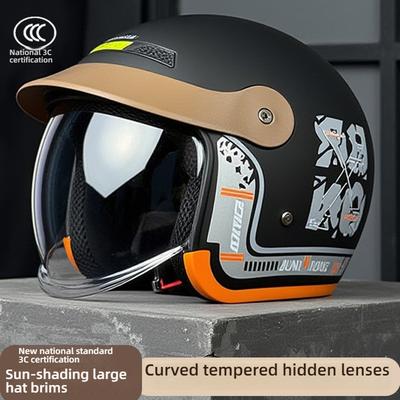 3C Certified E-Bike Motorcycle Helmet,Retractable Visor Neck Guard Anti-Collision Safety Helmet Stylish Unisex Scooter Motorbike Crash Hat for Men
